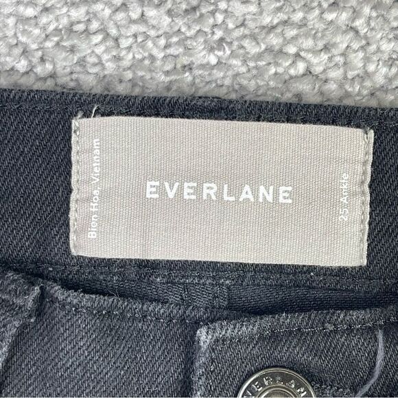 Everlane Jeans Women’s 25 Black Ankle Skinny Mid-Rise Denim Frayed Hem - Picture 4 of 11